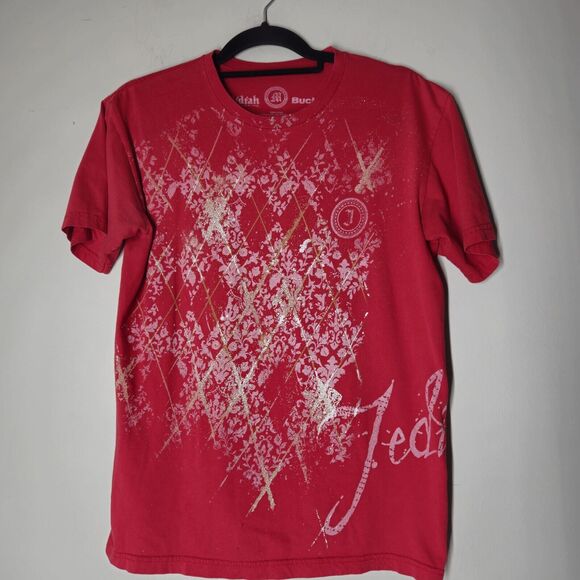 Y2K Jedidiah Buckle Men's Small Red T-Shirt Affliction Style Gothic Religous - Picture 1 of 7